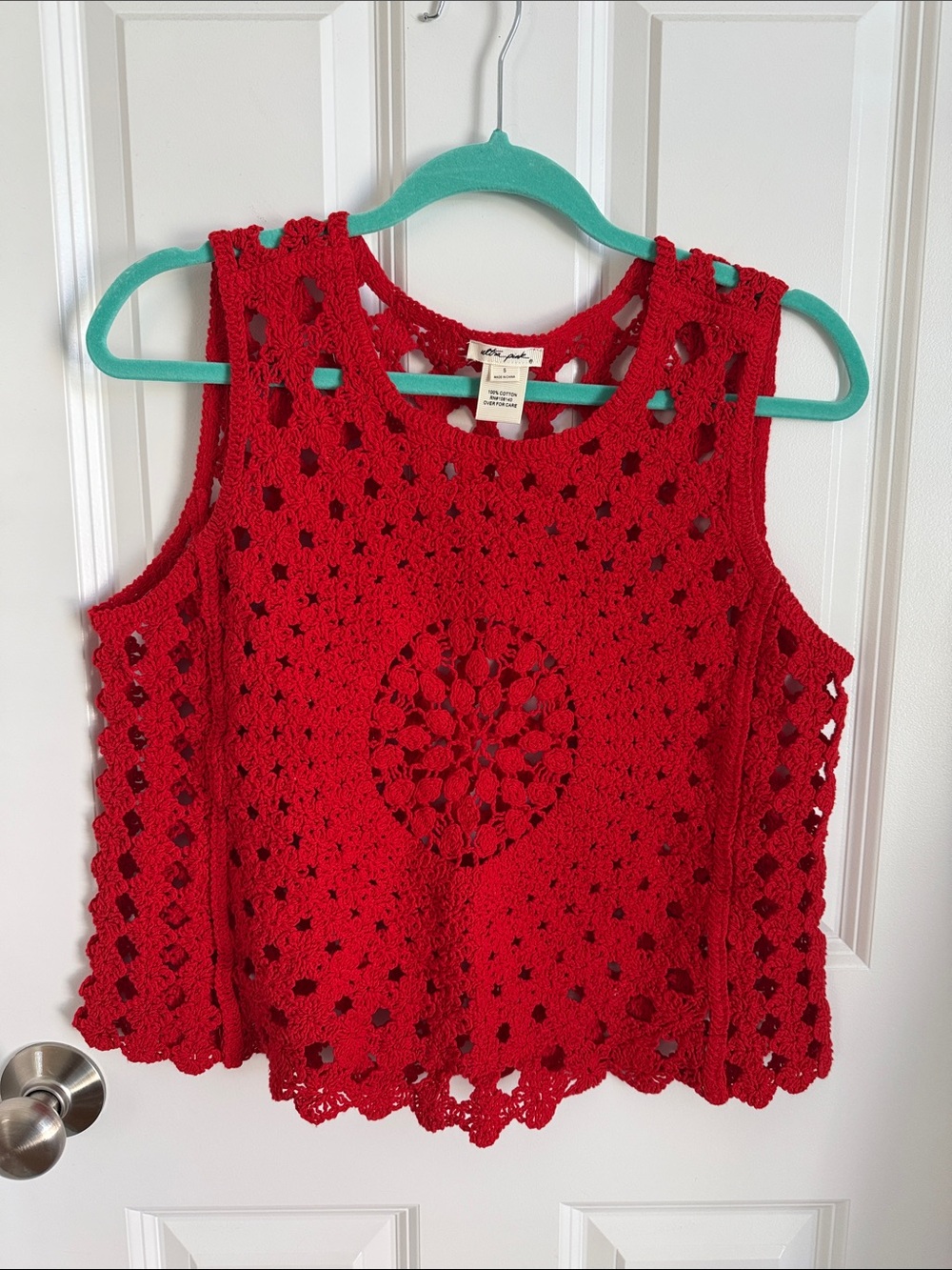 Red Crochet Tank Top